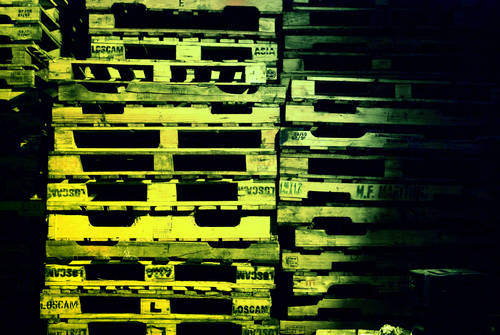 pile of pallets at night