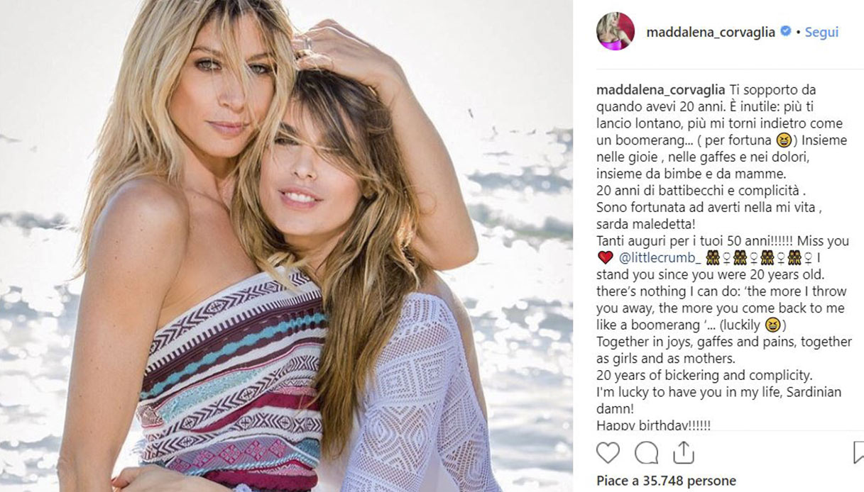Elisabetta Canalis e Maddalena Corvaglia Instagram