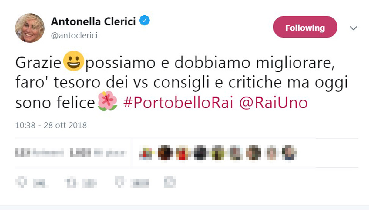 Antonella Clerici Twitter