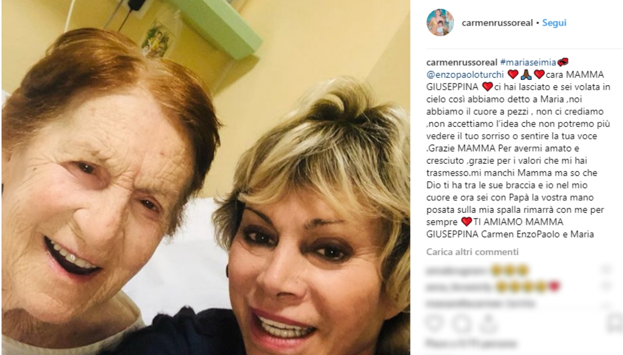 Lutto Per Carmen Russo è Morta La Mamma Giuseppina 