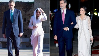 Letizia di Spagna in bianco: abito regale e tailleur di Armani riciclato