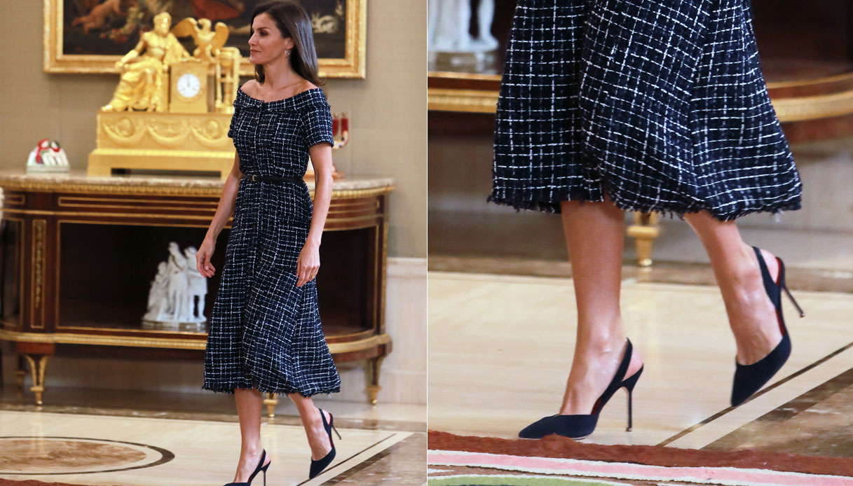 Letizia di Spagna splendida con l'abito low cost