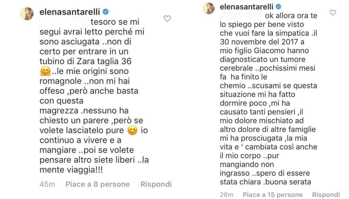 Elena Santarelli risposta critiche