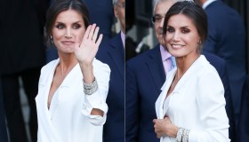 Letizia di Spagna in bianco all’Opera: mostra la lingerie