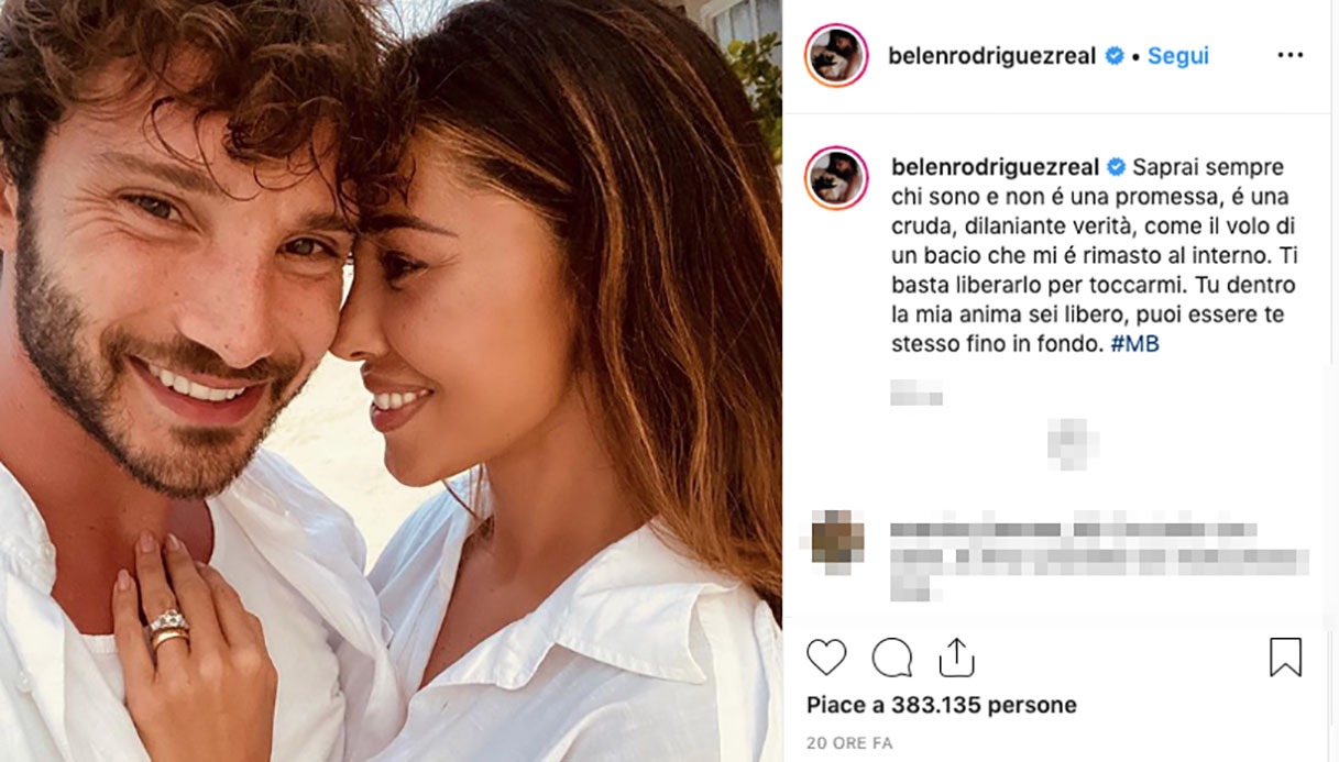 Belen, su Instagram spunta l'anello: nozze bis con De Martino