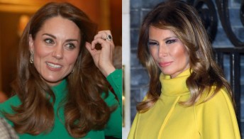 Melania Trump principesca in giallo, Kate Middleton in verde