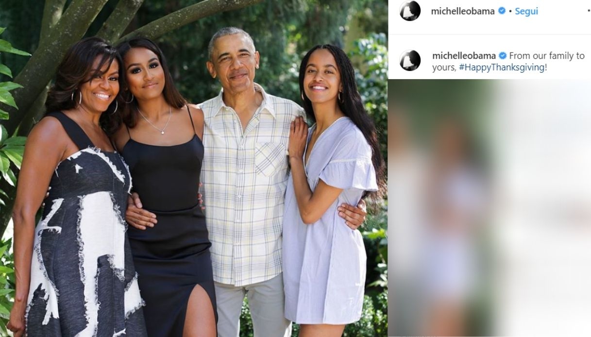 Sasha Obama sorprende nella foto pubblicata da Michelle per il Ringraziamento