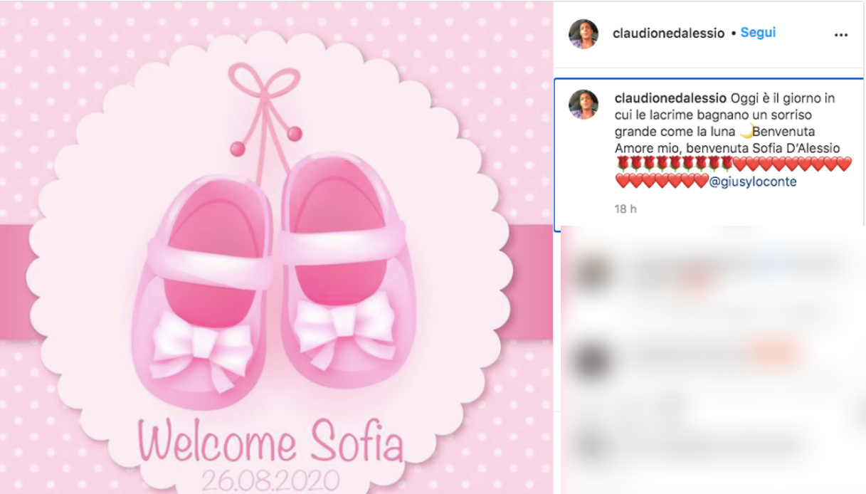 Claudio D'Alessio annuncia la nascita di Sofia su Instagram