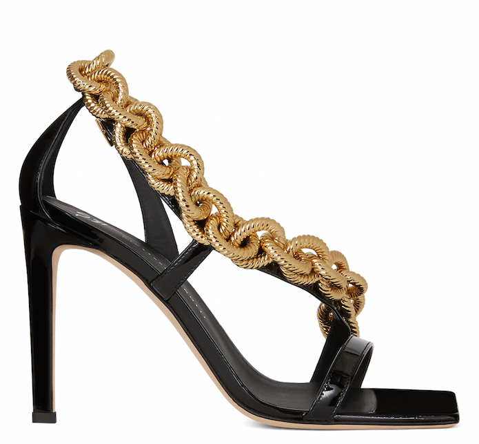sandalo nero con catena dorata