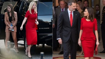 Ivanka Trump, look rosso come Letizia di Spagna