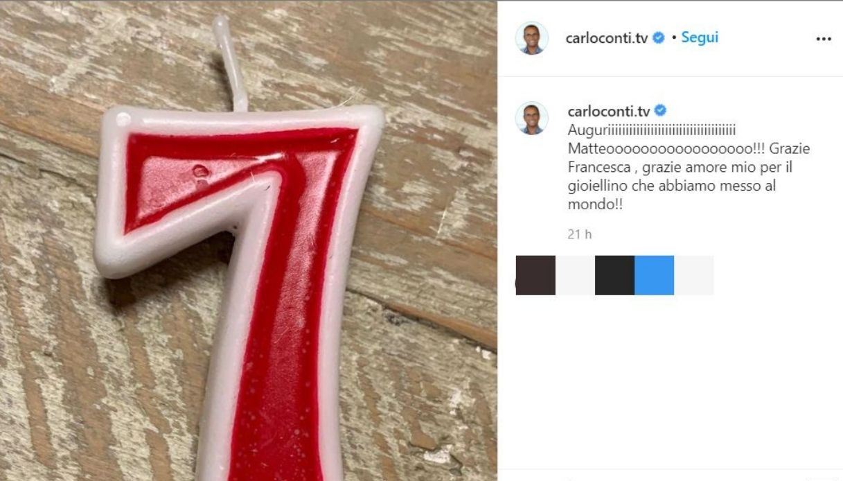 Carlo Conti post su Instagram