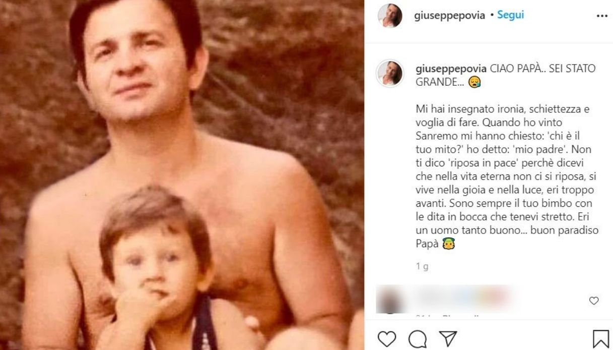 Giuseppe Povia post Instagram