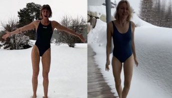 Federica Pellegrini e Naomi Watts, prova di coraggio: in costume nella neve