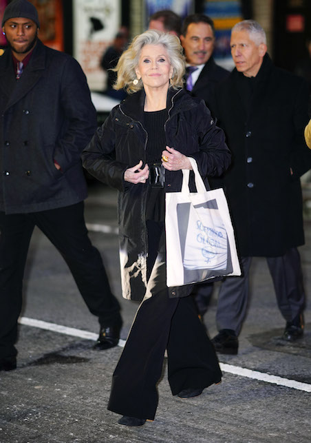 Jane Fonda in total black