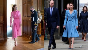Kate Middleton, i look pastello: abito rosa e cappotto celeste