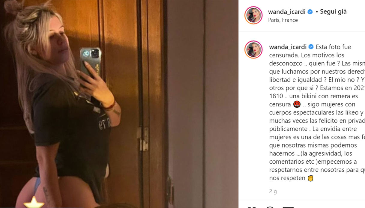Wanda Nara e la foto censurata su Instagram