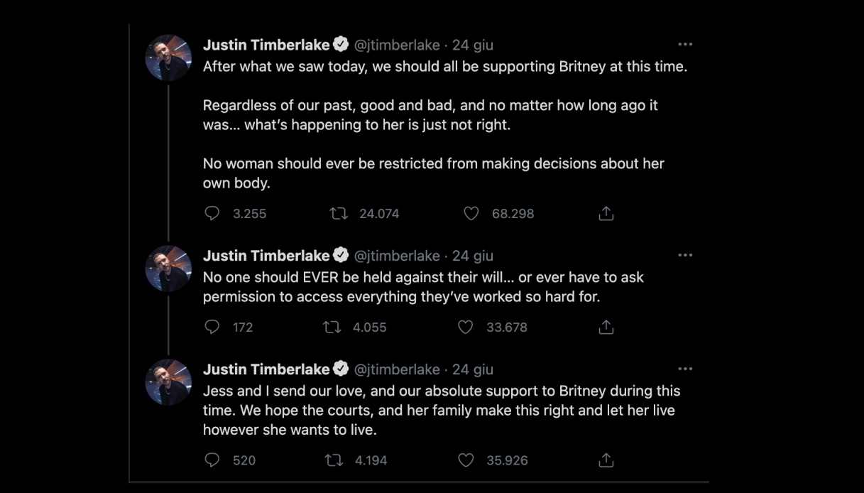 Justin Timberlake Britney Spears tweet