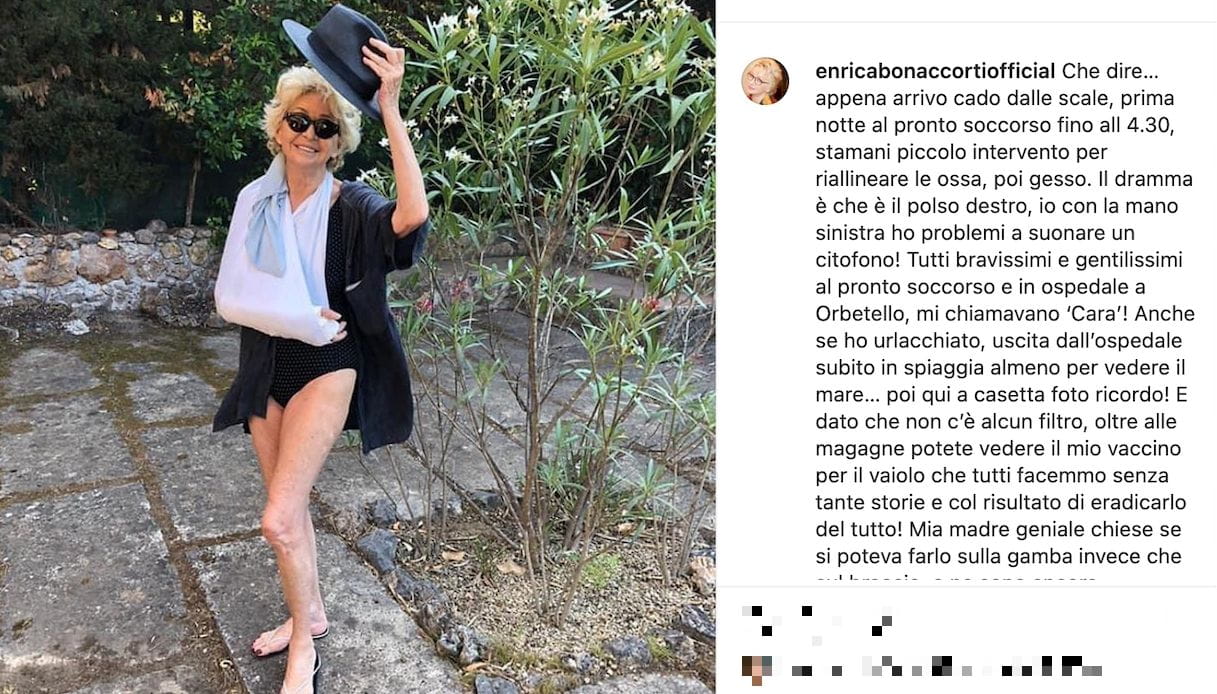 Enrica Bonaccorti, piccolo incidente in vacanza