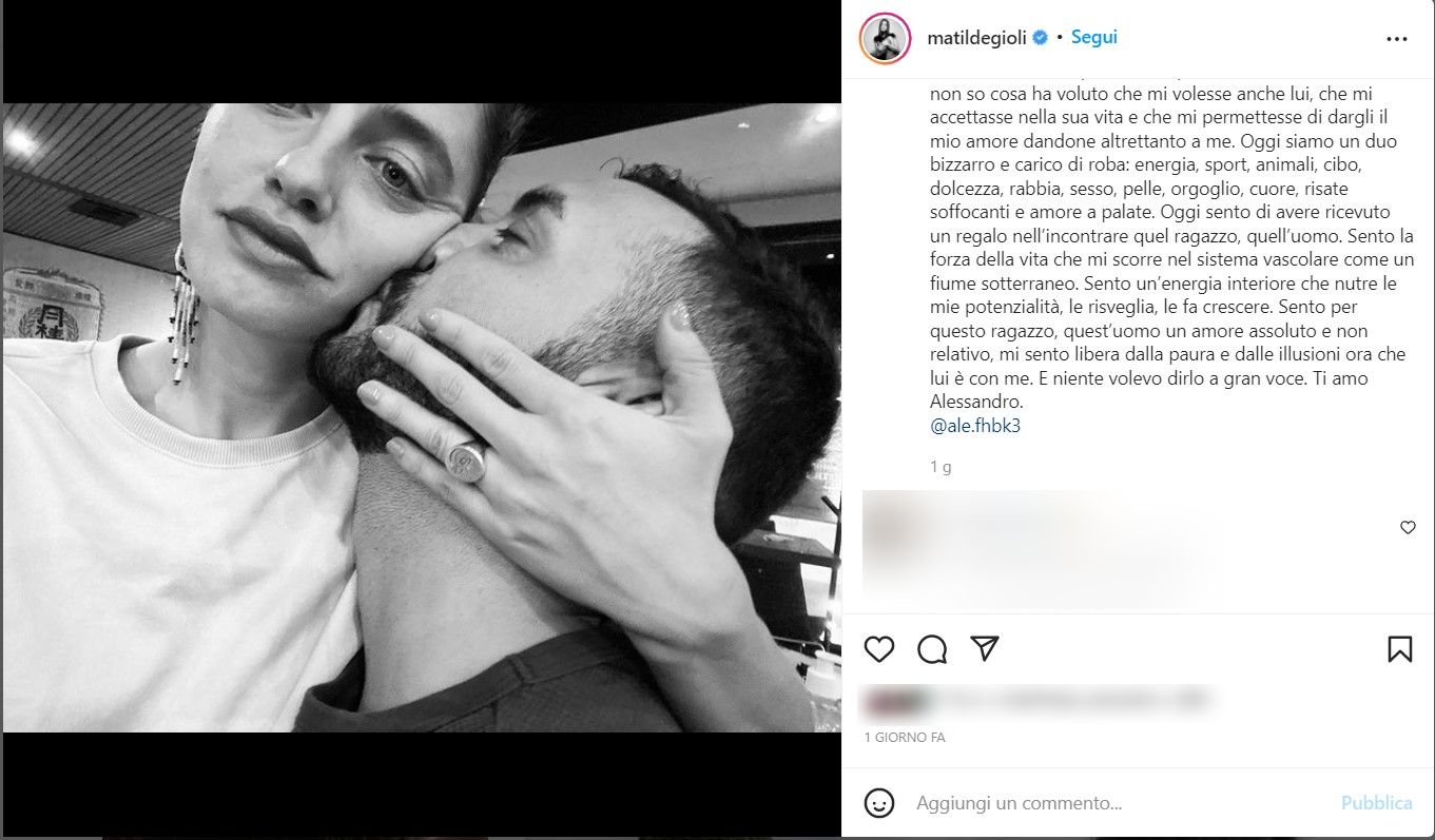 Il post Instagram di Matilde Gioli