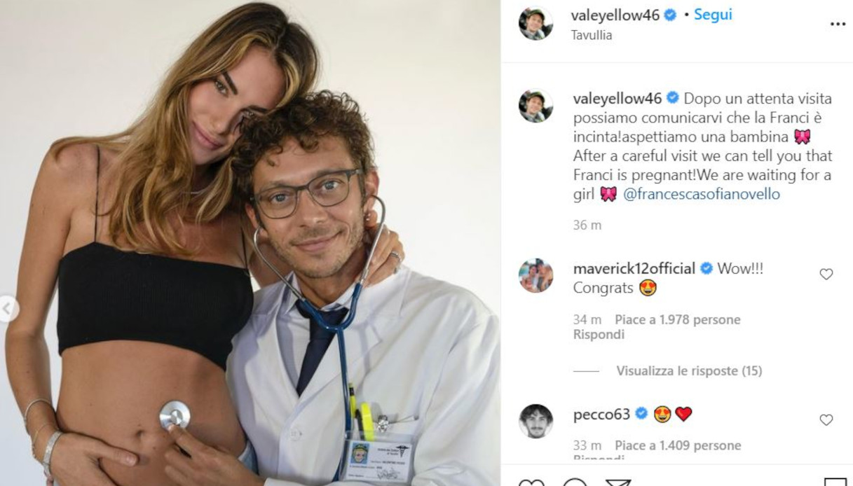 Valentino Rossi e Francesca Sofia Novello su Instagram