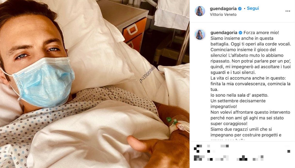 Guenda Goria in ospedale per il fidanzato Mirko Giancitano