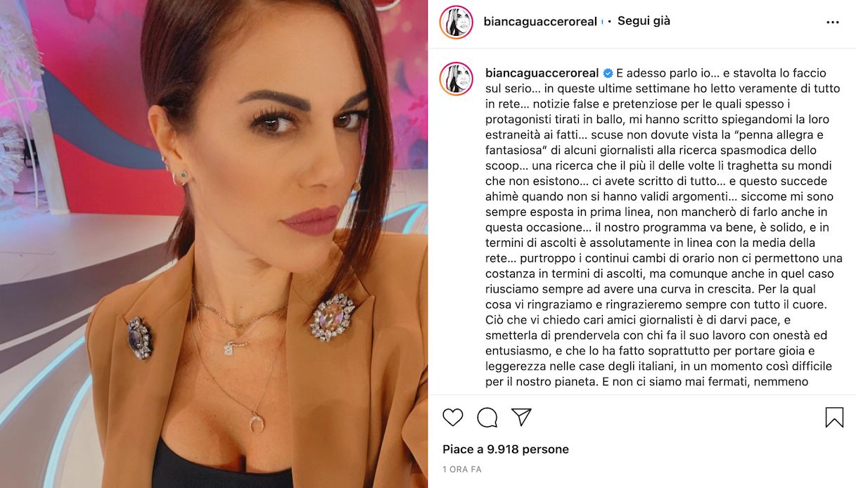 Bianca Guaccero, lo sfogo su Instagram