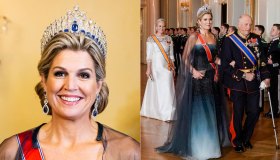 Maxima d’Olanda, tiara inestimabile e trasparenze al gala di Oslo