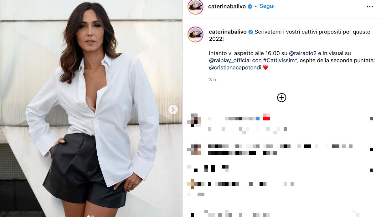 Caterina Balivo, il look seducente su Instagram