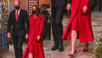 Kate Middleton, il cappotto rosso Natale è un gioiello