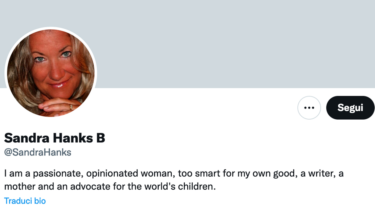 Profilo Twitter Sandra Hanks