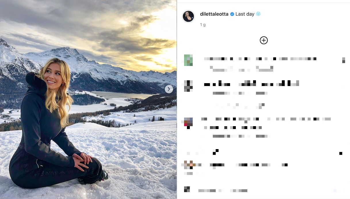 Diletta Leotta, vacanze sulla neve