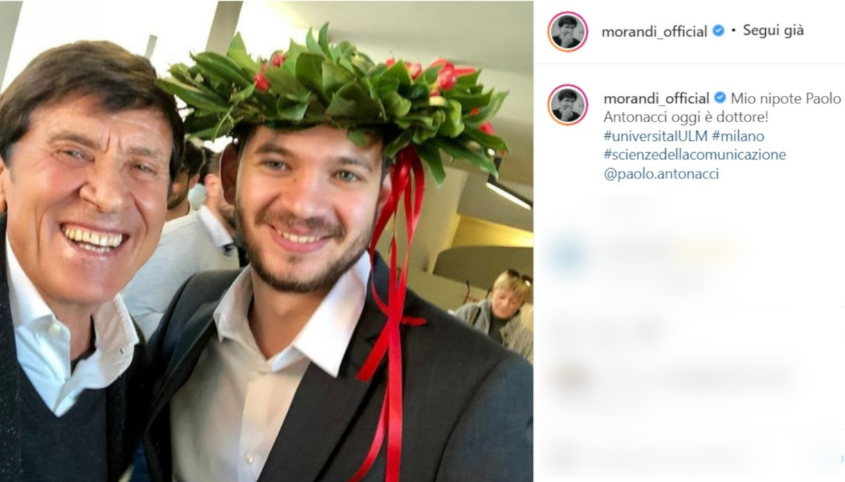 Gianni Morandi e il nipote Paolo Antonacci su Instagram