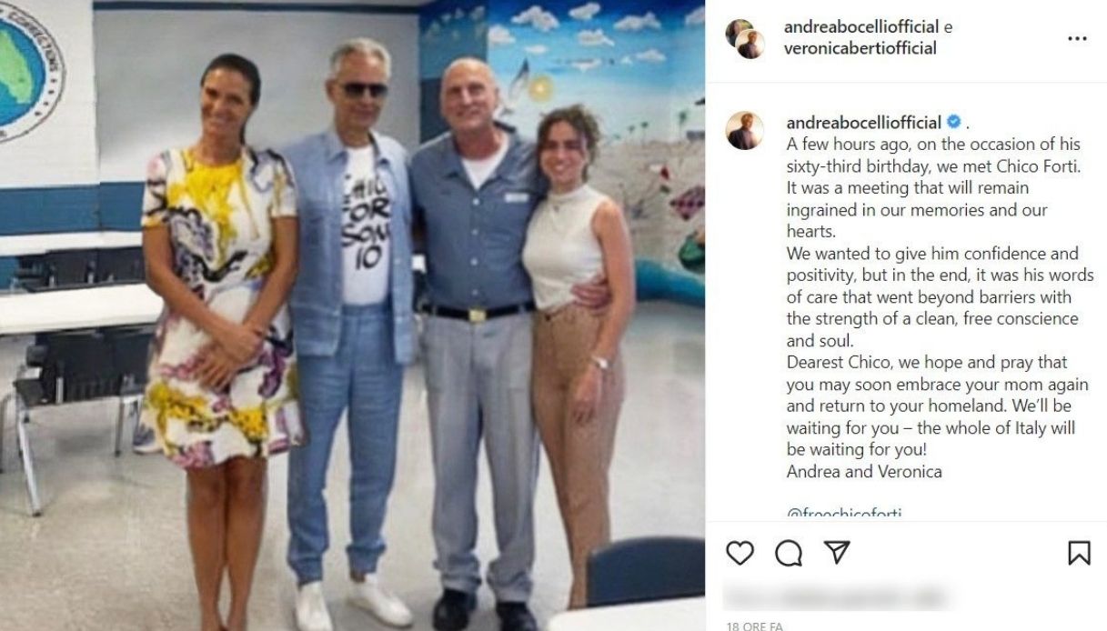 Il post di Andrea Bocelli su Instagram