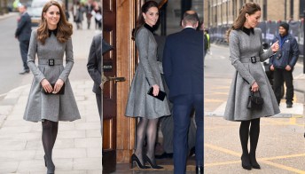 Kate Middleton, il look grigio che ripete sempre identico
