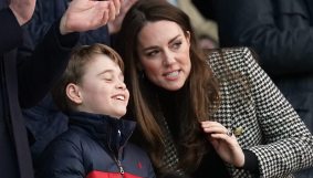 Kate and little George at the stadium