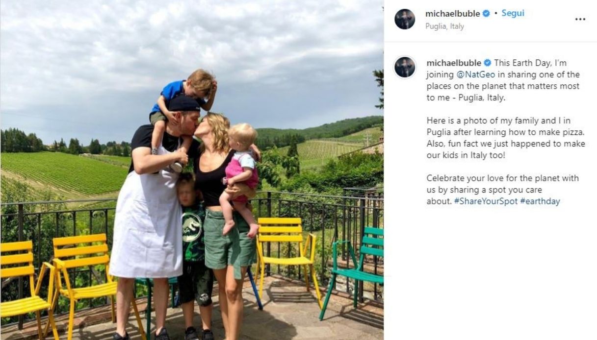 Michael Bublè con la sua famiglia su Instagram