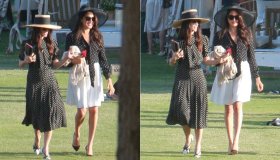 Meghan Markle: camicia a pois, shorts e cappello alla partita di polo