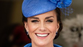 Kate Middleton at the Order of the Garter: blue dress and happy smile 