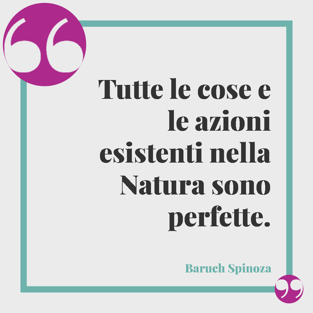 Frasi sulla natura. Tutte le cose e le azioni esistenti nella Natura sono perfette. (Baruch Spinoza)