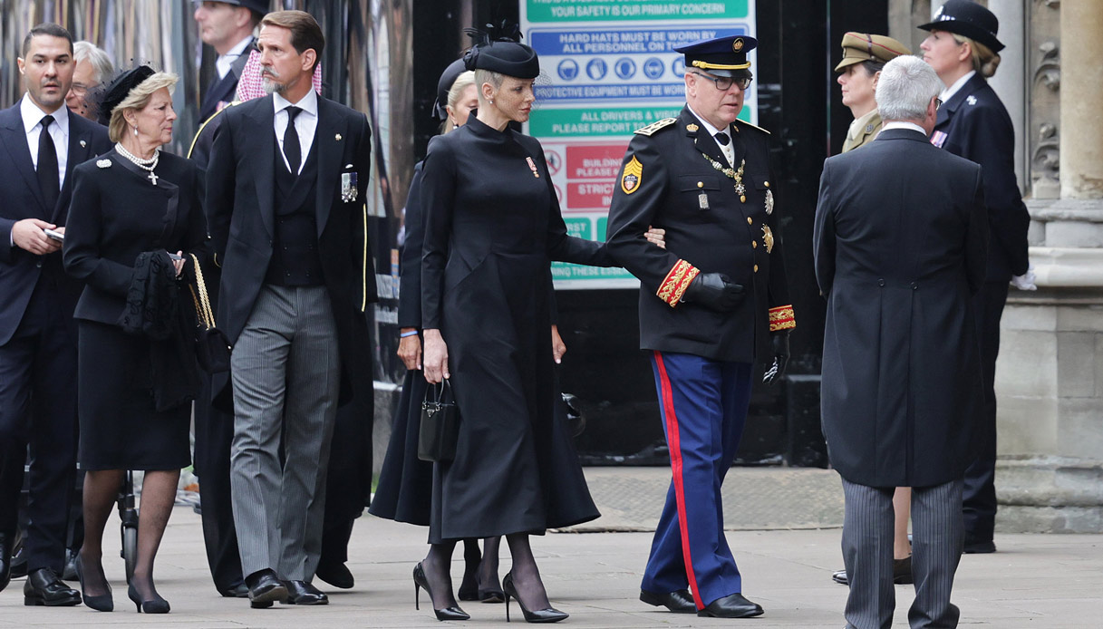 Charlene di Monaco Alberto di Monaco funerali regina Elisabetta