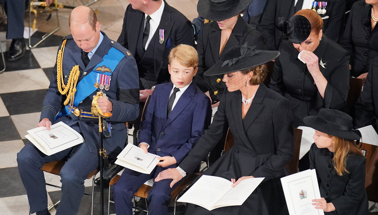 William George Kate Middleton Charlotte funerali regina Elisabetta