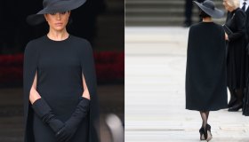 Meghan Markle spiazza tutti: abito-cappa e cappello Dior