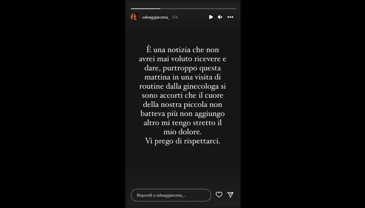 Selvaggia Roma: il doloroso messaggio su Instagram