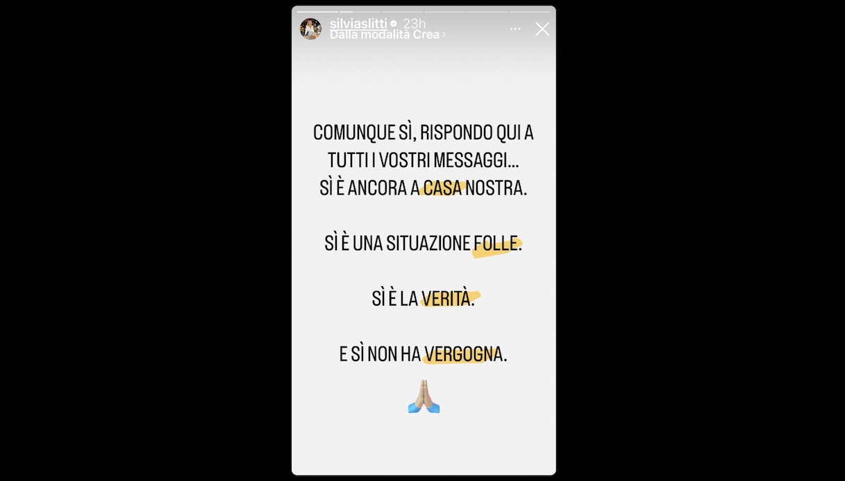 Silvia Slitti, le storie su Instagram