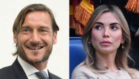 Francesco Totti con Noemi Bocchi a Trigoria per la partita di suo figlio Cristian