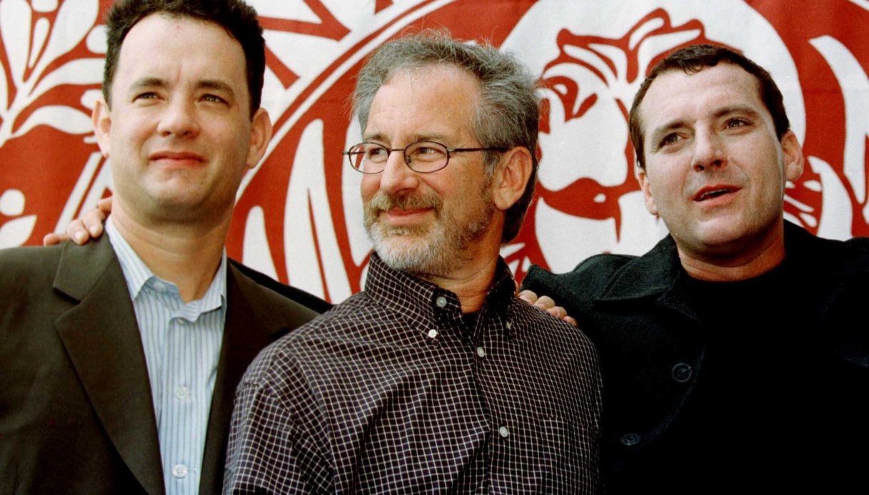 Tom Sizemore con Tom Hanks e Steven Spielberg