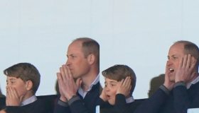 George e William allo stadio, identici: stesso look, stessi gesti