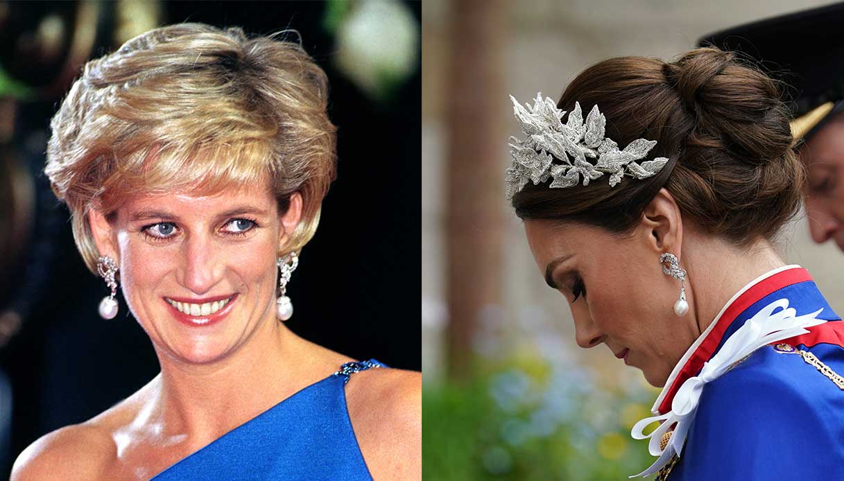 Kate Middleton con gli orecchini di Lady Diana