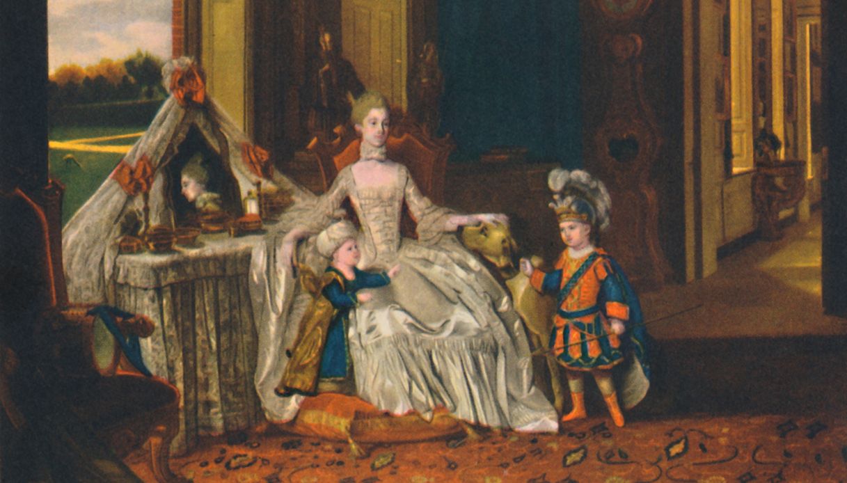 La regina Carlotta con due dei suoi quindici figli: il principe di Galles e il duca di York