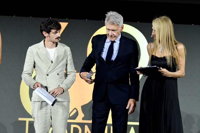 Harrison Ford sul palco con Fabio Rovazzi ed Elvira Terranova